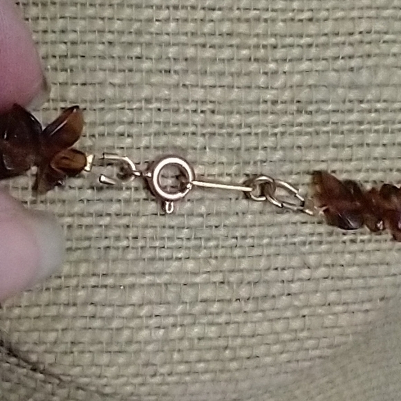 Elegant Brown Faux Dark Amber Chip Beaded Necklace vintage - Picture 3 of 5